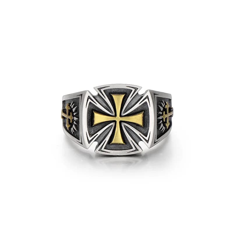 Bague rétro Croix de Guerre pour hommes, accessoires croisés, couleur argent, Punk gothique, anneau 