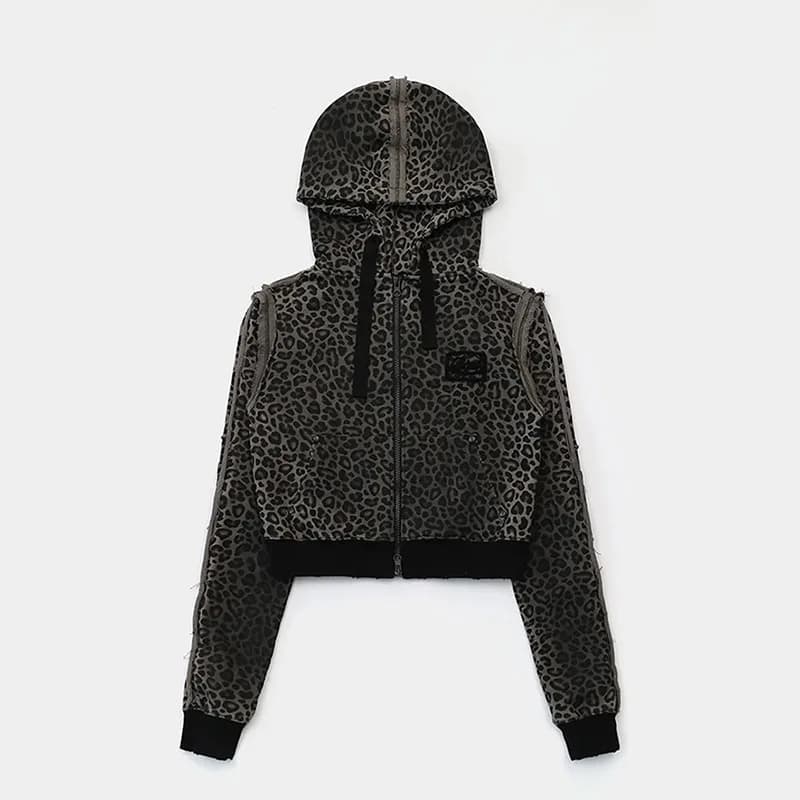 MARIA sweat à capuche imprimé léopard rétro et vieilli pour femme, une niche veste à capuche décontr