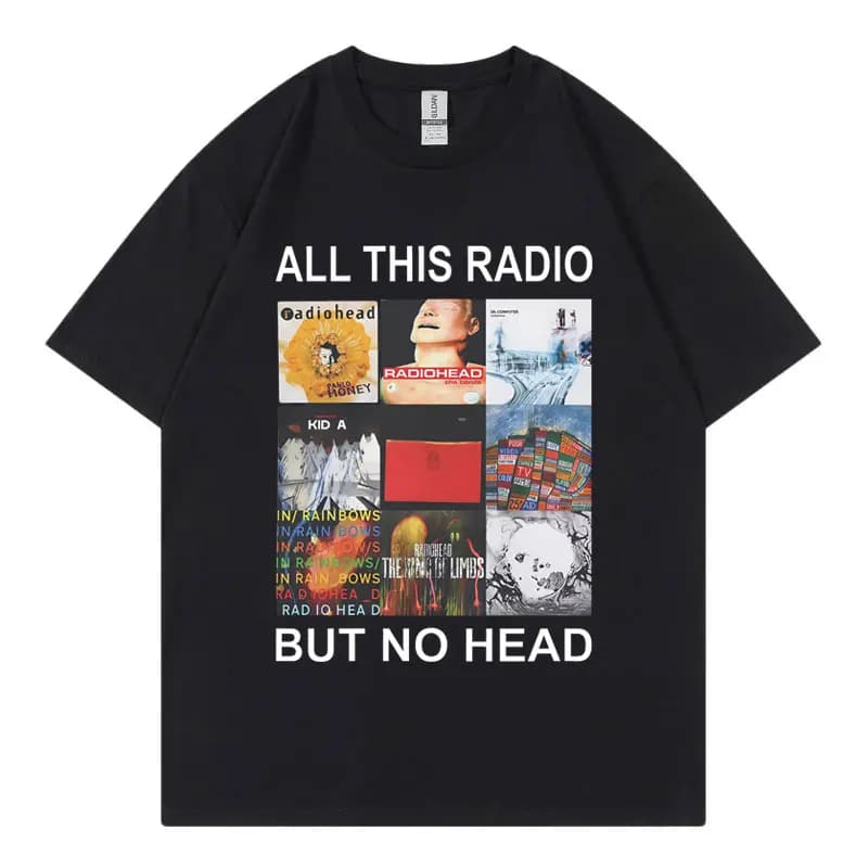 Tout ce Radio mais pas de tête T-Shirt groupe de Rock Radiohead Album de musique graphique T-Shirts 