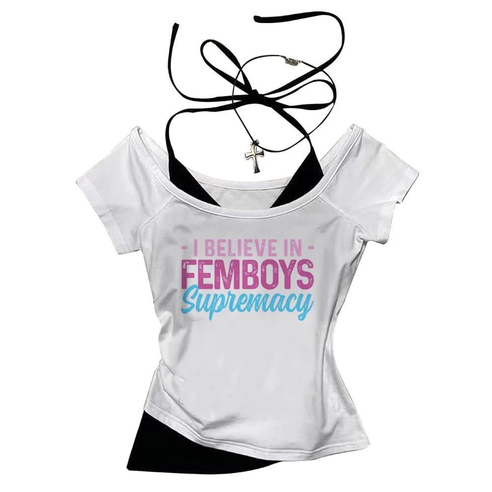 Crop top gothique Femboy, style shoujo, corset gyaru, Harajuku, Grunge, vêtements d'été y2k pour fil