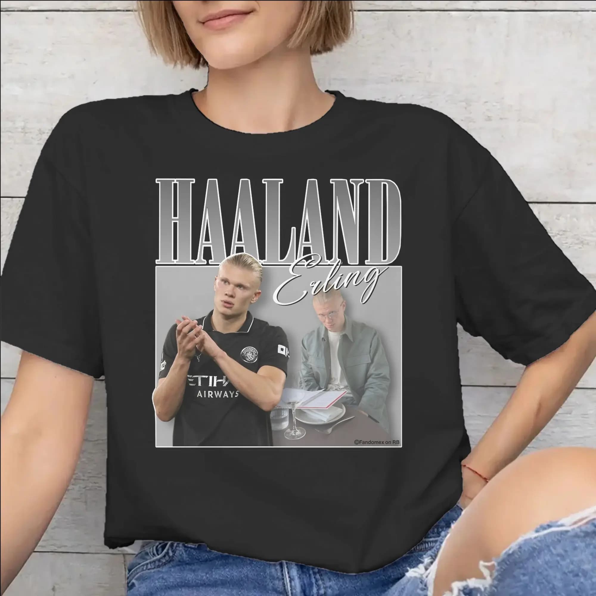 T-shirt Haalands pour hommes et femmes, en coton, avec impression graphique, vêtements de football