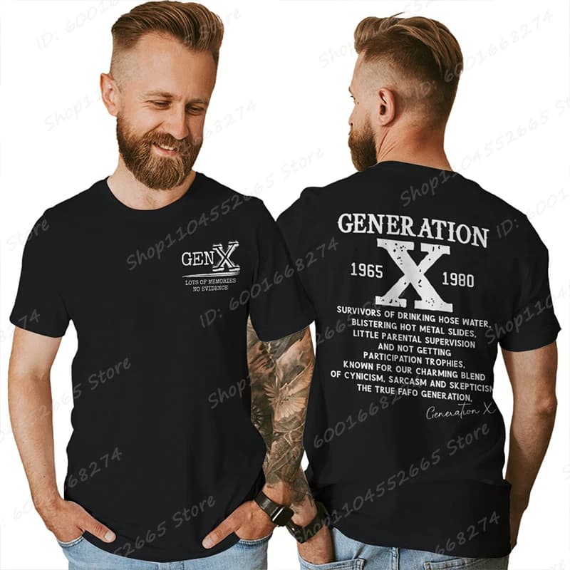 Fier Gen X T-shirts 1965 à 1980 Vintage génération X T-Shirt à manches courtes col rond T-shirts hau