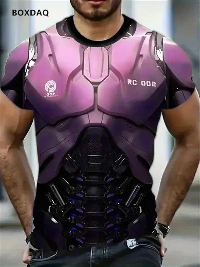 Mecha Armor T-Shirts pour hommes nouvel été surdimensionné à manches courtes impression 3D mode de r