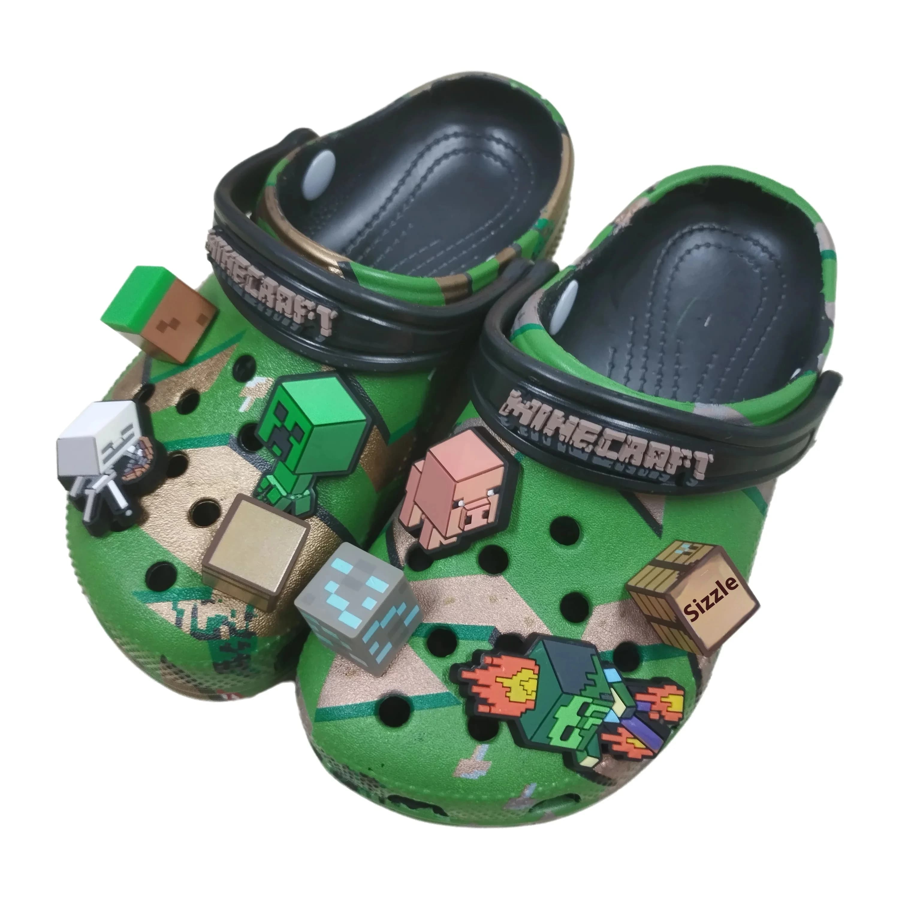 Sabots et sandales d'été confortables et légers en EVA à trous, thème Minecraft 3D World Anime Game,