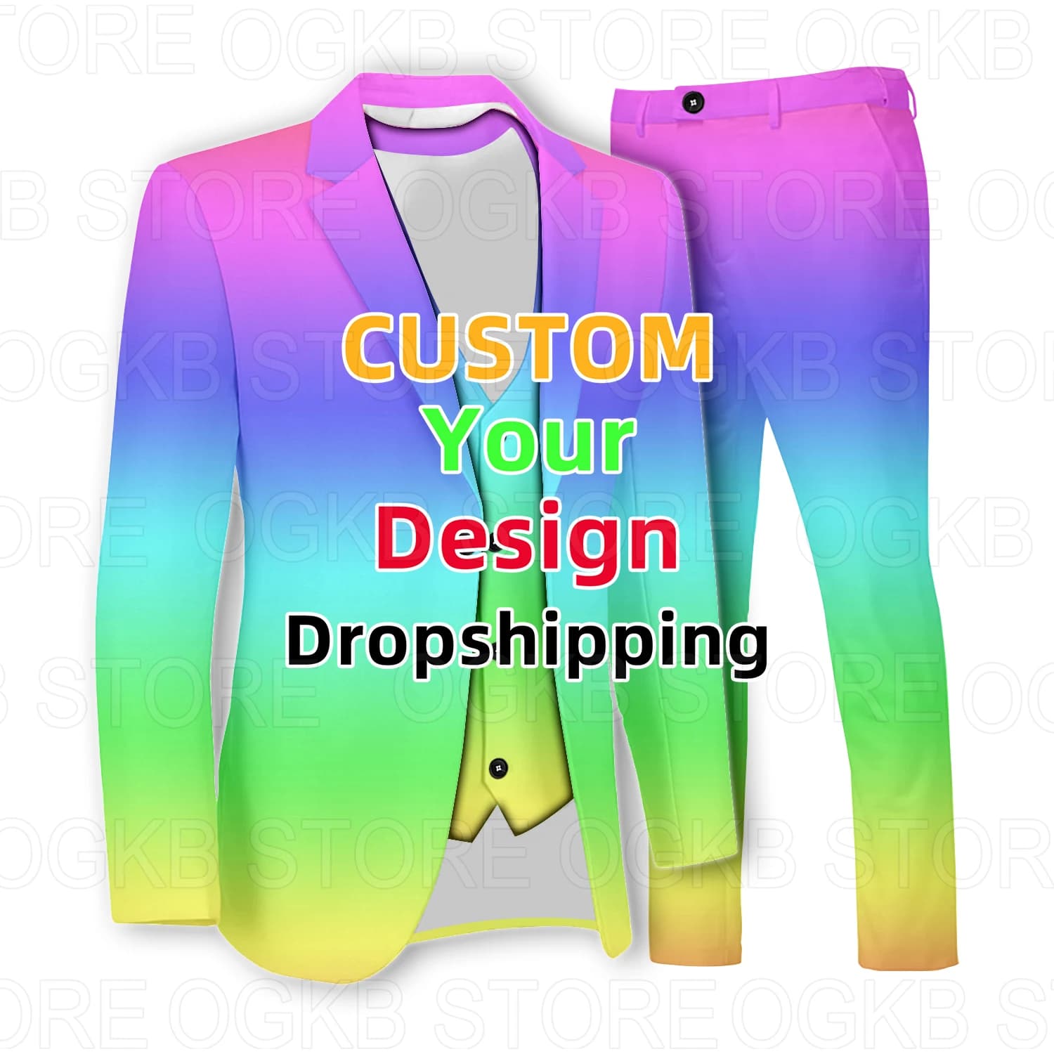 OGKB – costume d'affaires personnalisé, ensemble 3 pièces, costume à la mode imprimé en 3D, pantalon