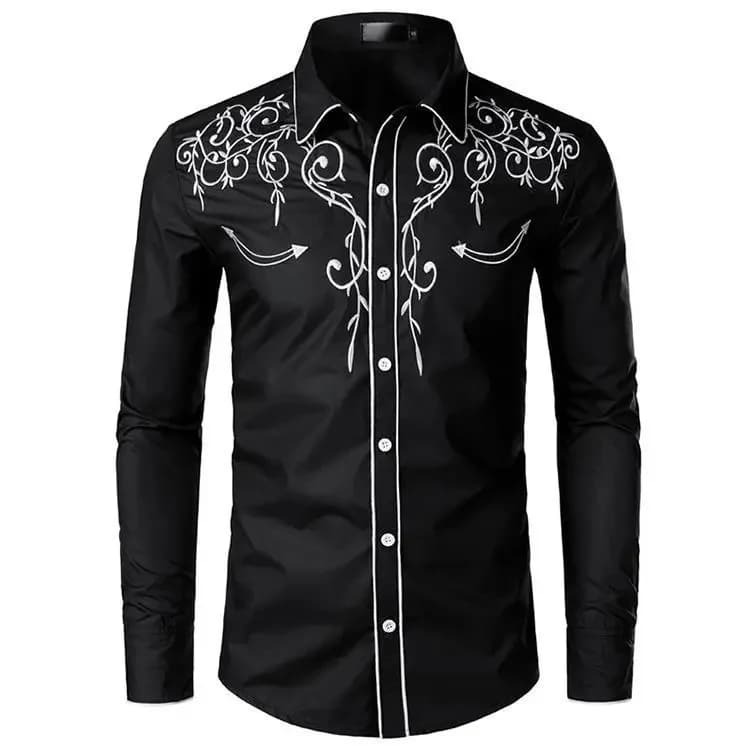 Chemise brodée à la mode pour hommes, haut en Denim décontracté de Style occidental, importé de la r