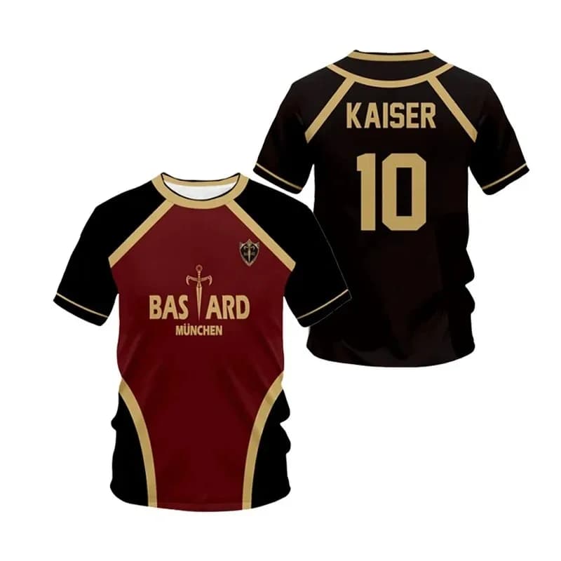 Maillot de Futsal Blue Lock Motif Réplique Anime Bastard Munich Été Homme et Femme T-shirt 3D Décont