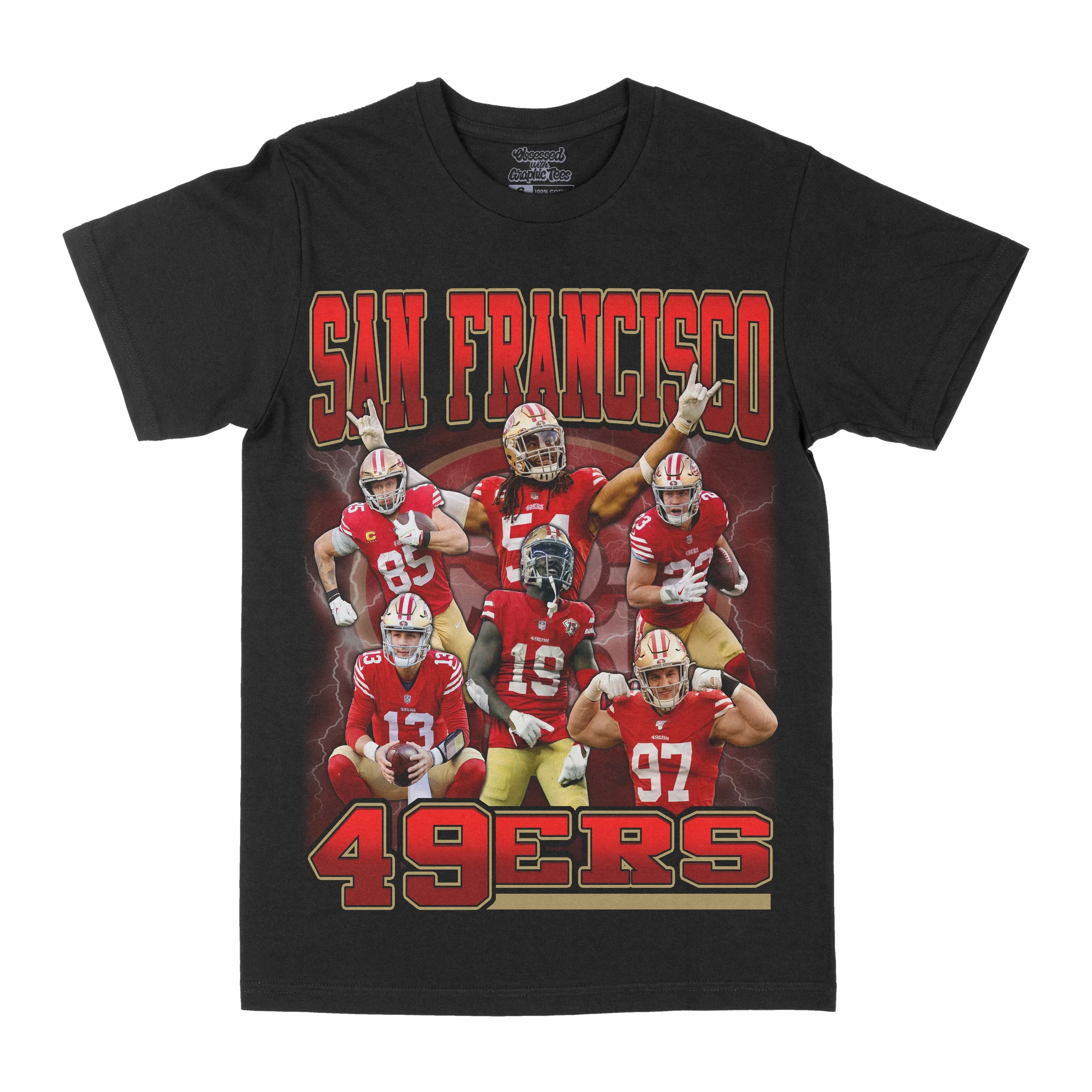 T-shirt en coton pour hommes des joueurs de football des San Francisco 49ers, style sportif décontra