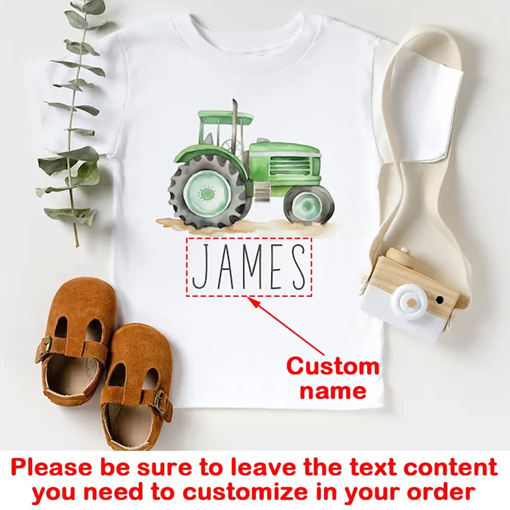 Chemise de tracteur personnalisée pour tout-petits, t-shirt de tracteur agricole vert mignon, style
