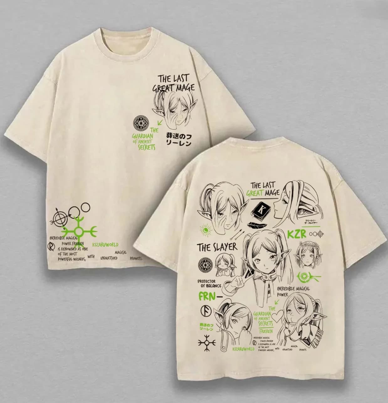 T-shirt Anime Frieren 2026 Harajuku Vintage Délavé Oversize pour Homme – Vêtement d'été Décontracté 