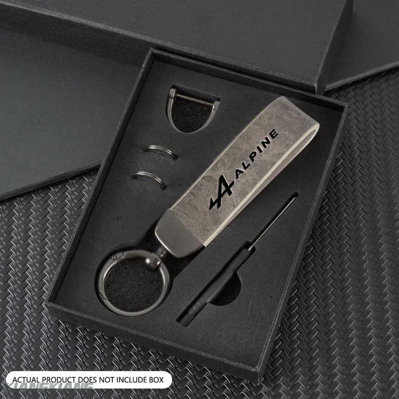 Porte-clés en cuir avec logo Alpine, pendentif en alliage pour Kadjar Twingo Megane Scenic Espace, a
