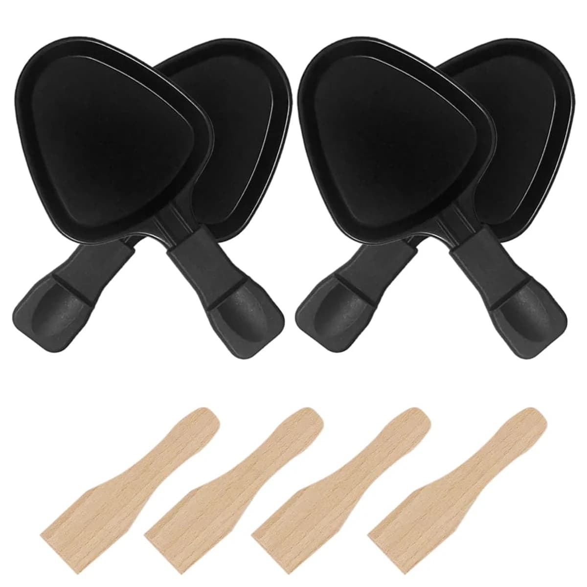Poêle à raclette avec revêtement antiadhésif, poignée isolée, 4 pelles, plaque de cuisson portable p