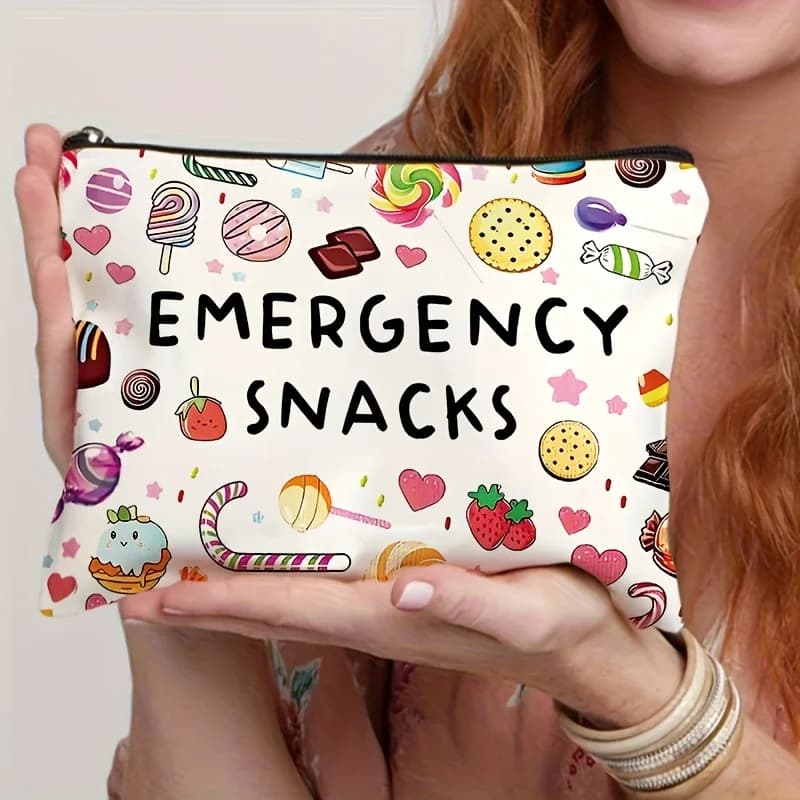 Pochette de voyage pour collations d'urgence - Trousse de toilette légère et pliable avec fermeture