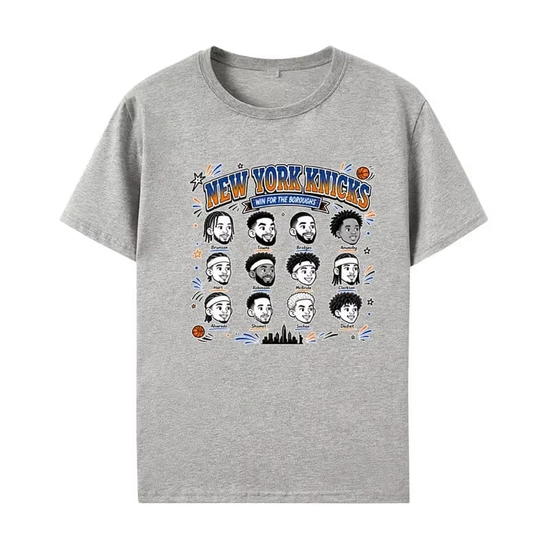 T-shirt New York Knicks Lineup pour hommes et femmes, vêtements d'été en coton, surdimensionné, mode