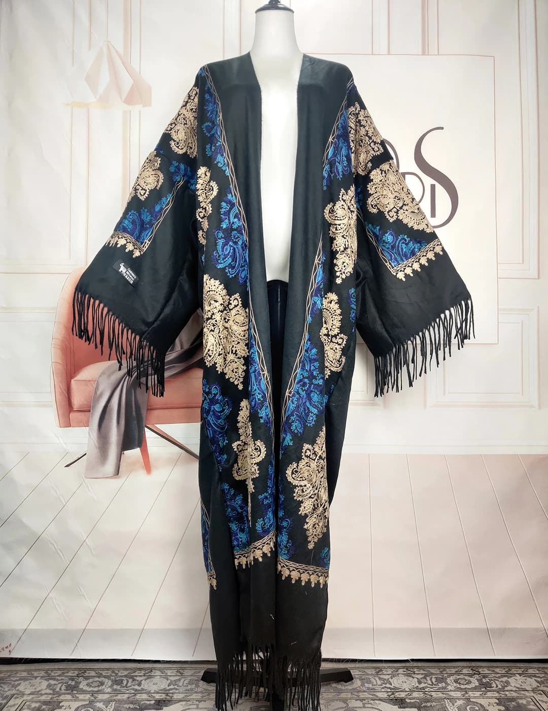 Kimono en Cachemire pour Femme Africaine, Long, Ouvert sur le Devant, Plumes, Style Bohème Européen,