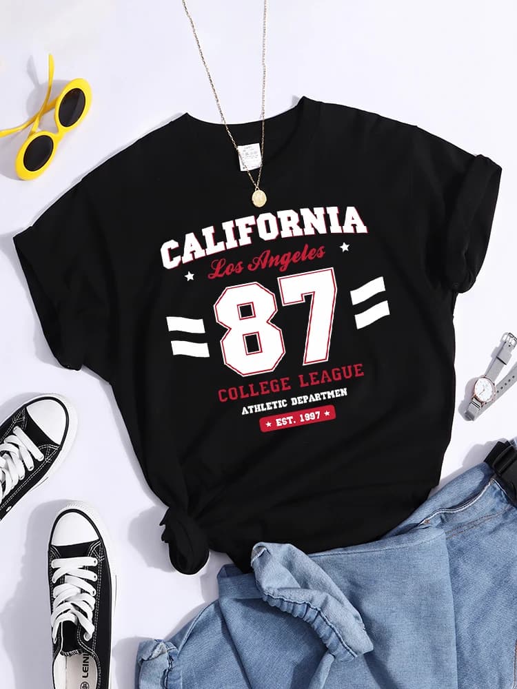 Los Angeles, californie Est.1997 rue lettre T-Shirt ample col rond T-Shirt Harajuku Hipster T-Shirts