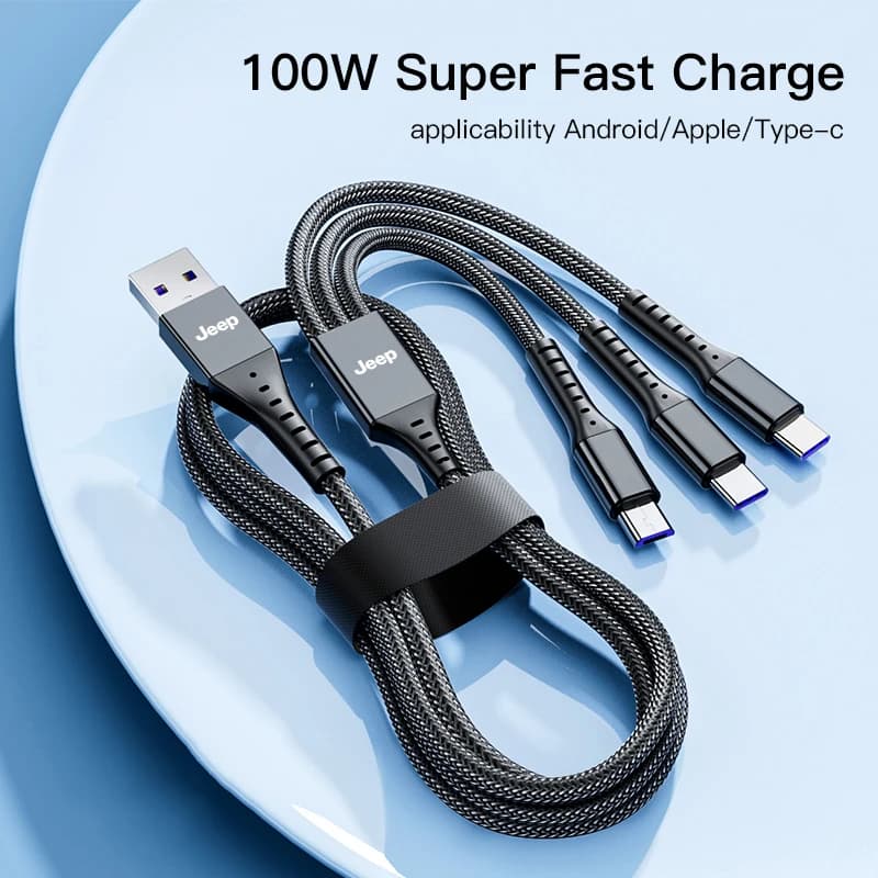 Chargeur intérieur de voiture 3 en 1, câble de chargement, accessoires automobiles pour Jeep Wrangle