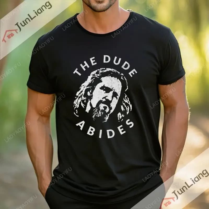 T-shirt graphique Big Lebowski The Dude, humoristique et rétro, humoristique, à manches courtes, col