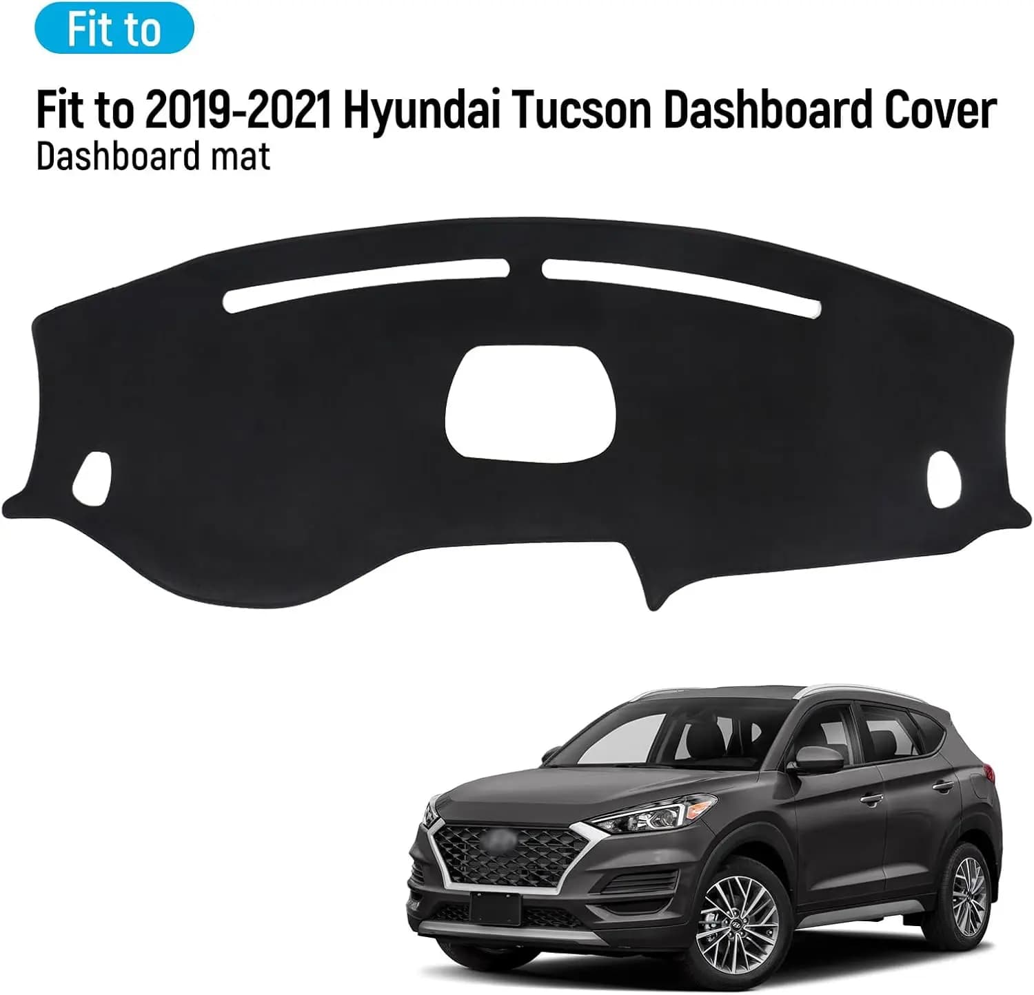 Couverture de tableau de bord en flanelle, accessoires Tucson compatibles pour Hyundai 2019 – 2021,