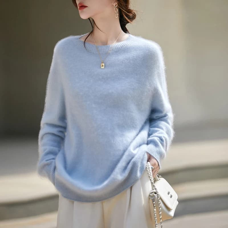 WinvyNee vêtements pour femmes tissu brossé Y2K cachemire col rond à manches longues solide tricoté
