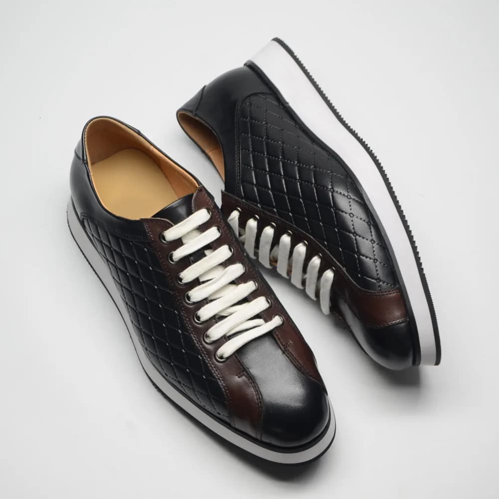 Baskets originales pour hommes en cuir véritable, chaussures décontractées de créateur, dessus à car