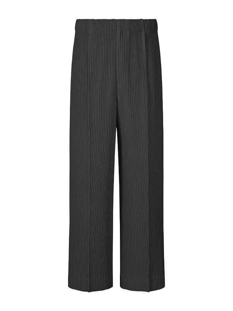 LANMREM hommes vêtements plissés à la mode nouveau pantalon à jambes larges texturé décontracté ampl