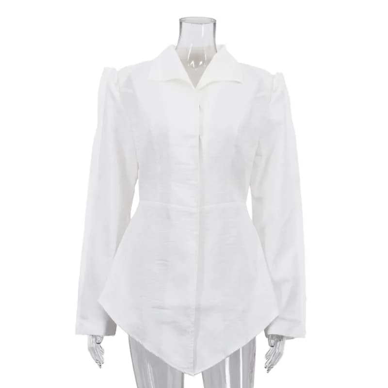 Chemisier Corset Blanc Élégant à Boutons 2026 Nouvelle Collection Chic Style Français Manches Longue