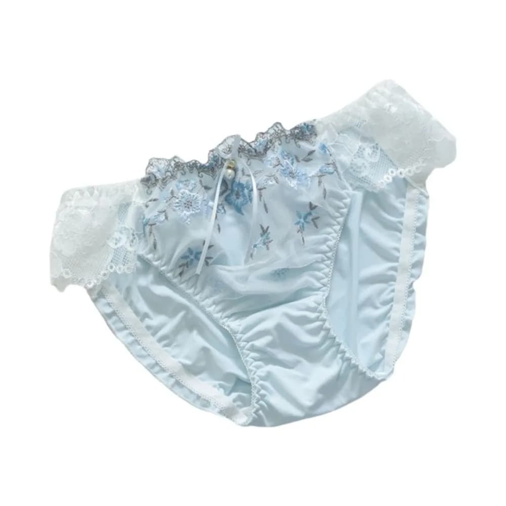 Culottes confortables en coton avec dentelle, culottes brodées en maille douce, taille mi-haute avec