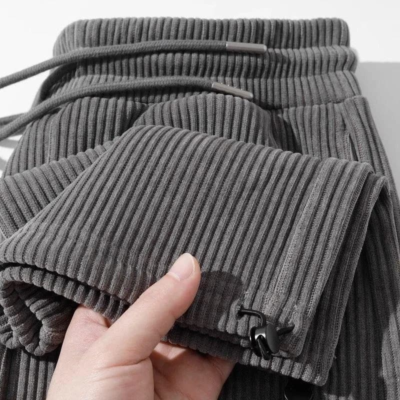 Pantalon en velours côtelé kaki pour hommes, épais, ample, drapé, cordon de serrage, pantalon de sur