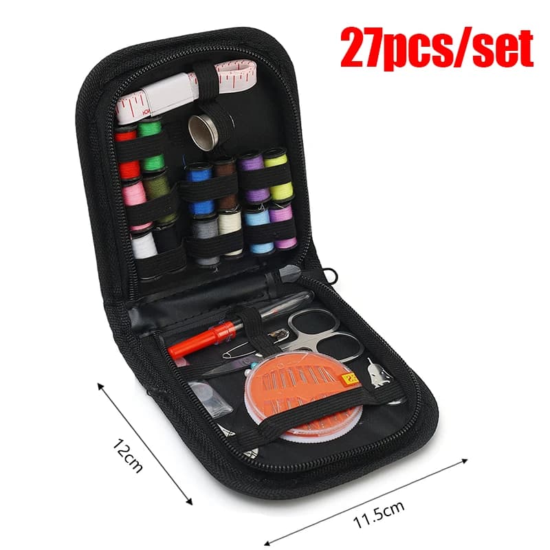 172/128/67/27 pièces/ensemble Kit de couture avec fils aiguilles ciseaux ruban à mesurer boutons sac