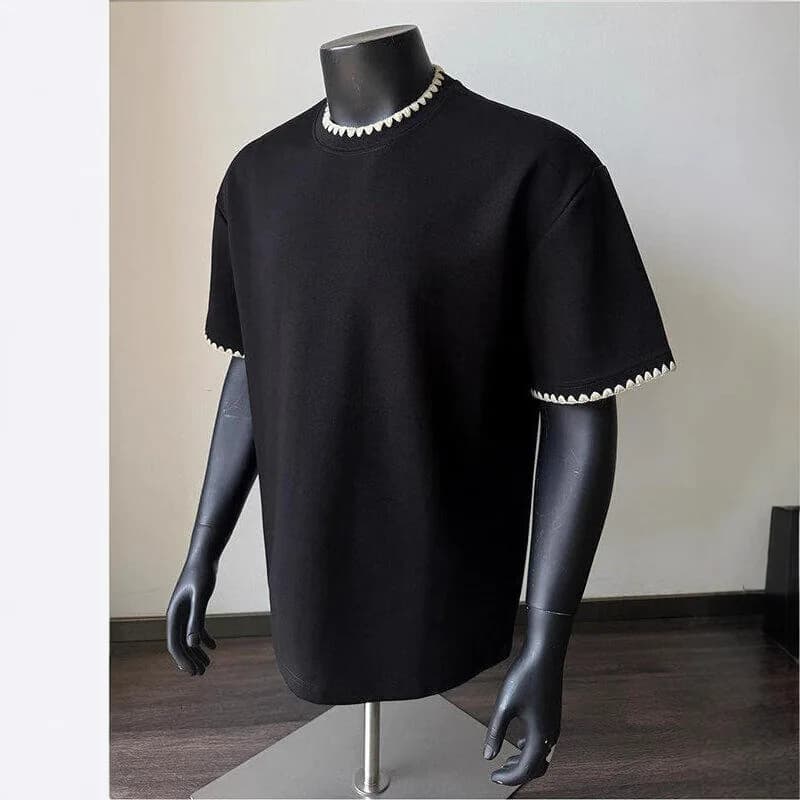 T-shirt à manches courtes pour homme avec empiècements aux épaules et petit encolure