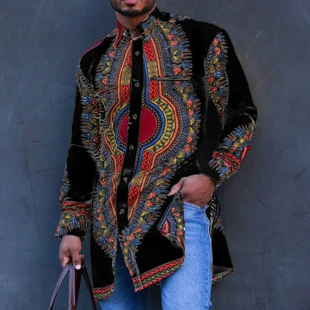 Chemises classiques à manches longues pour hommes, vêtements africains pour hommes, imprimé ethnique