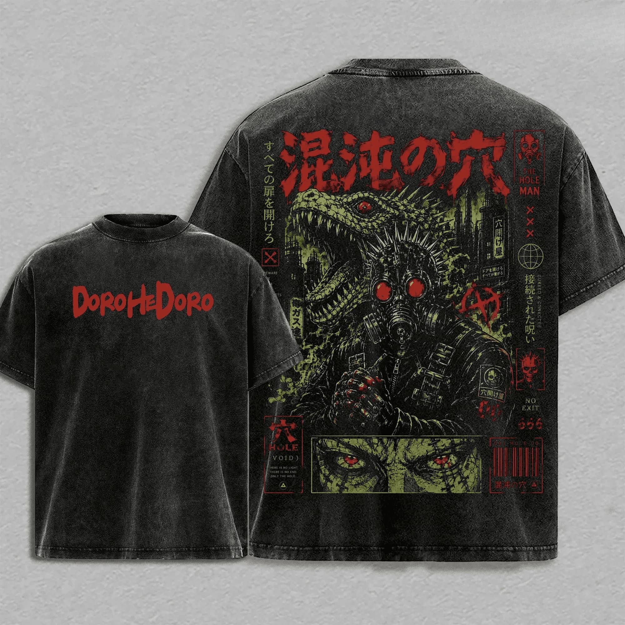 T-shirt imprimé Dorohedoro Manga, t-shirt vintage lavé, vêtements pour hommes, vêtements d'été en co