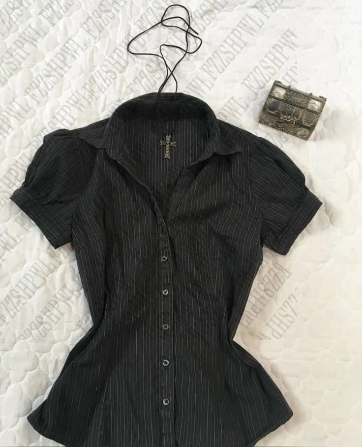 Chemise classique Cool fit Vintage femmes vêtements Y2K minimaliste hauts à la mode emo esthétique H