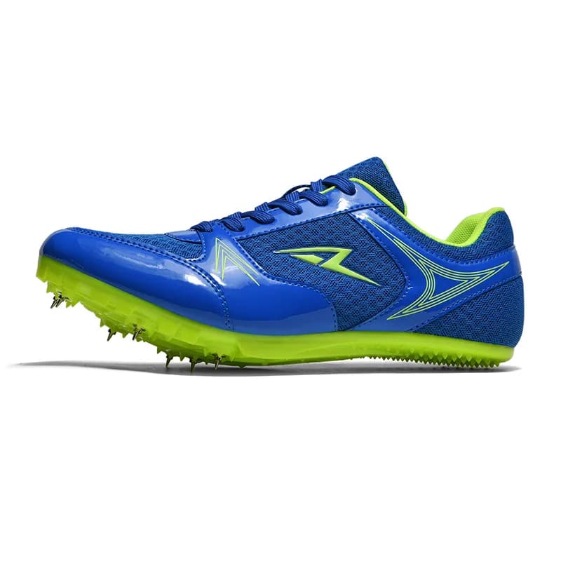 Chaussures de course sur piste bleues pour hommes et femmes, respirantes, pour l'été, avec pointes,