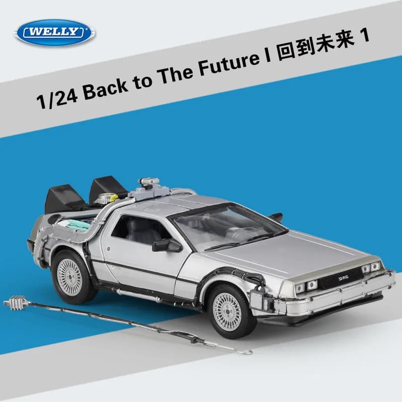 Welly 1:24 DMC-12 1 2 3 DeLorean Time Machine retour vers le futur voiture statique moulé sous press