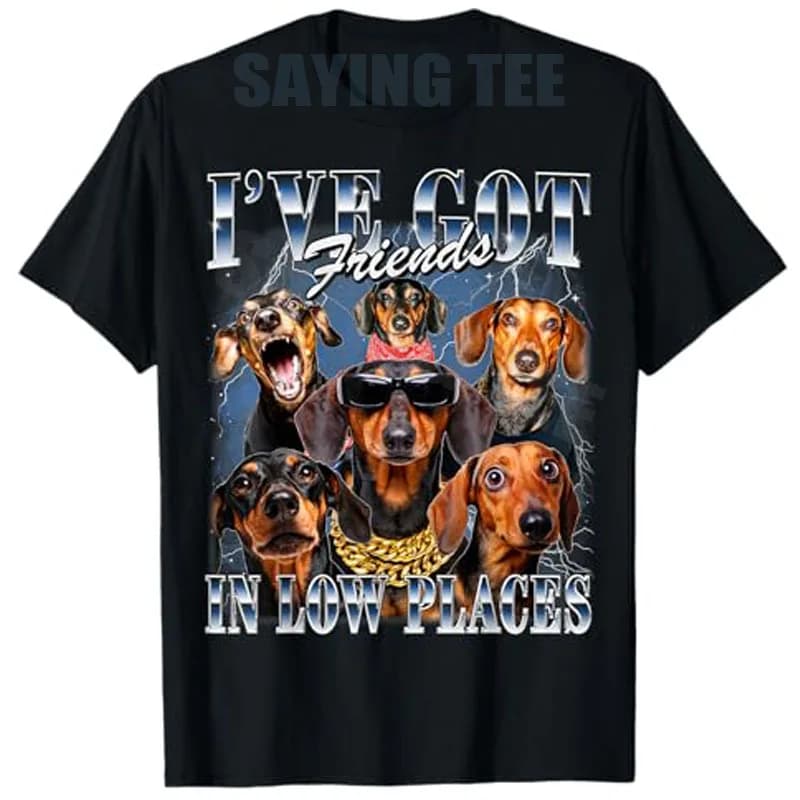 T-shirt Sarcastique Y2K pour Amoureux de Teckel, Style Années 90, avec Motif et Citation Humoristiqu