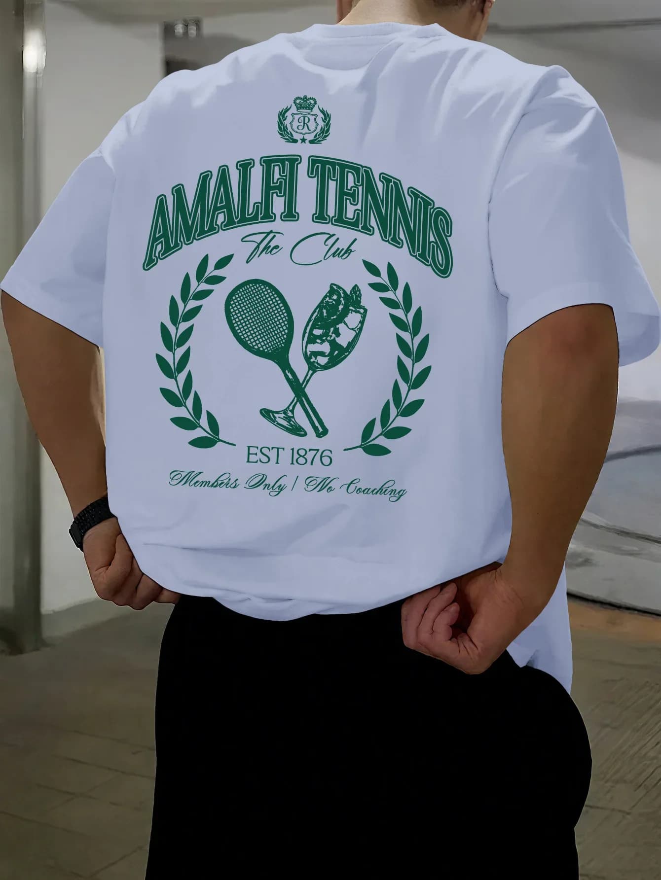 T-shirt graphique 100 % coton Amalfi Tennis Club pour homme 2026 – T-shirt sport décontracté rétro à