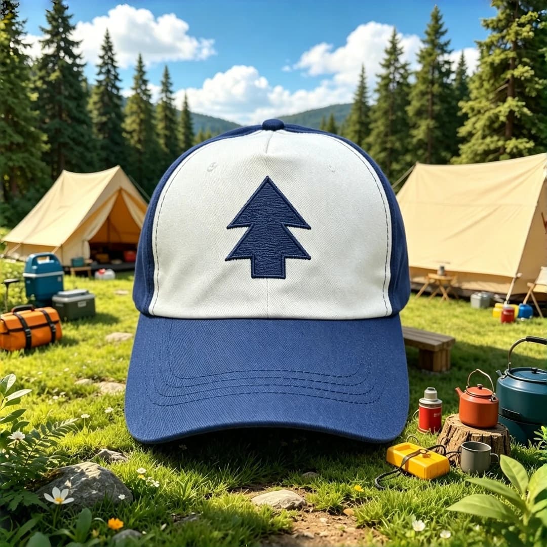 Casquette de baseball bicolore brodée motif pin - Chapeau de soleil naturel ajustable à bord incurvé