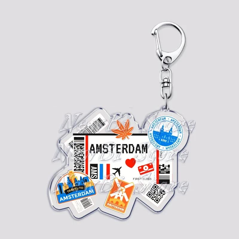 Porte-clés passe d'embarquement chaud pour sac d'accessoires NEW YORK TOKYO SEOUL PARIS LONDON bille