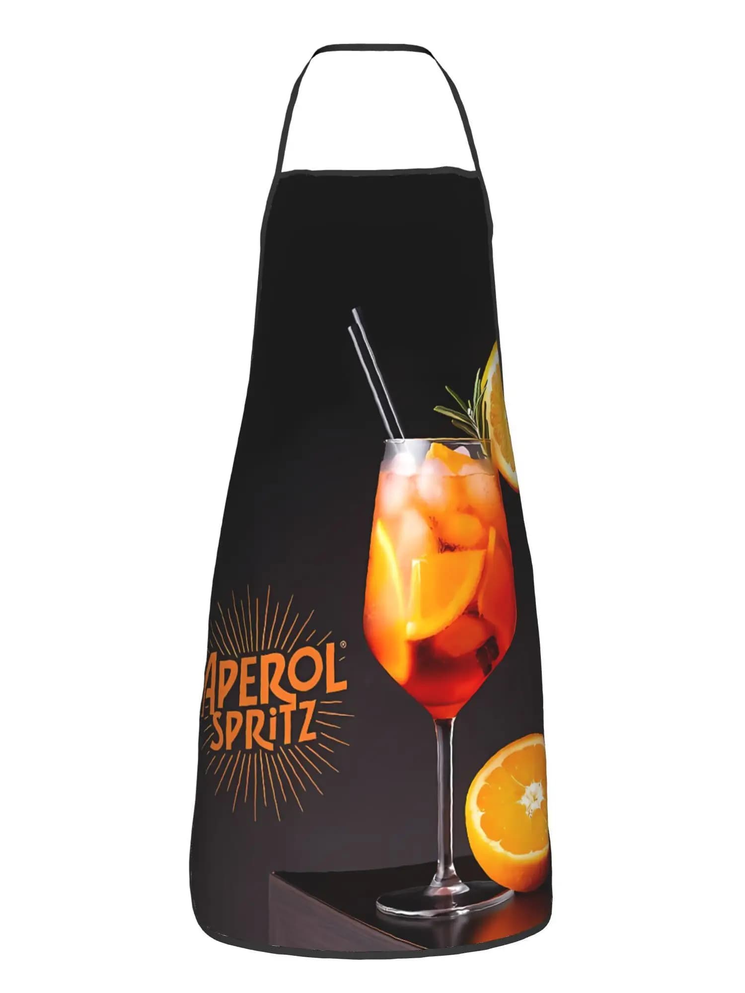 Aperol Spritz noir 1 pièce taille adulte sans manches tablier motif imprimé bavoir maison cuisine vê