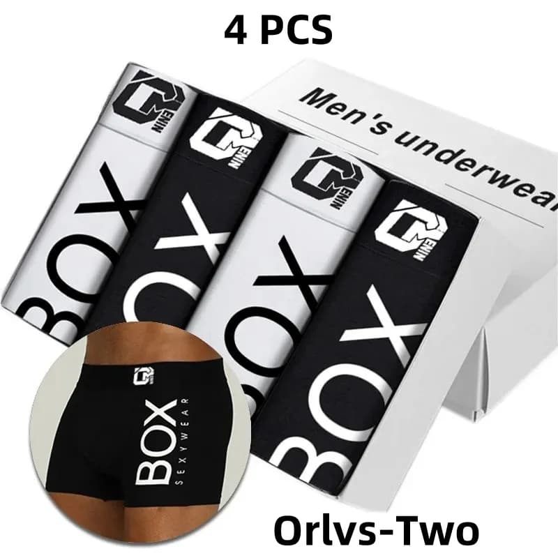 Orlvs-deux 4 pièces homme caleçons Boxershorts coton hommes boxeurs mâle sous-vêtements respirants h