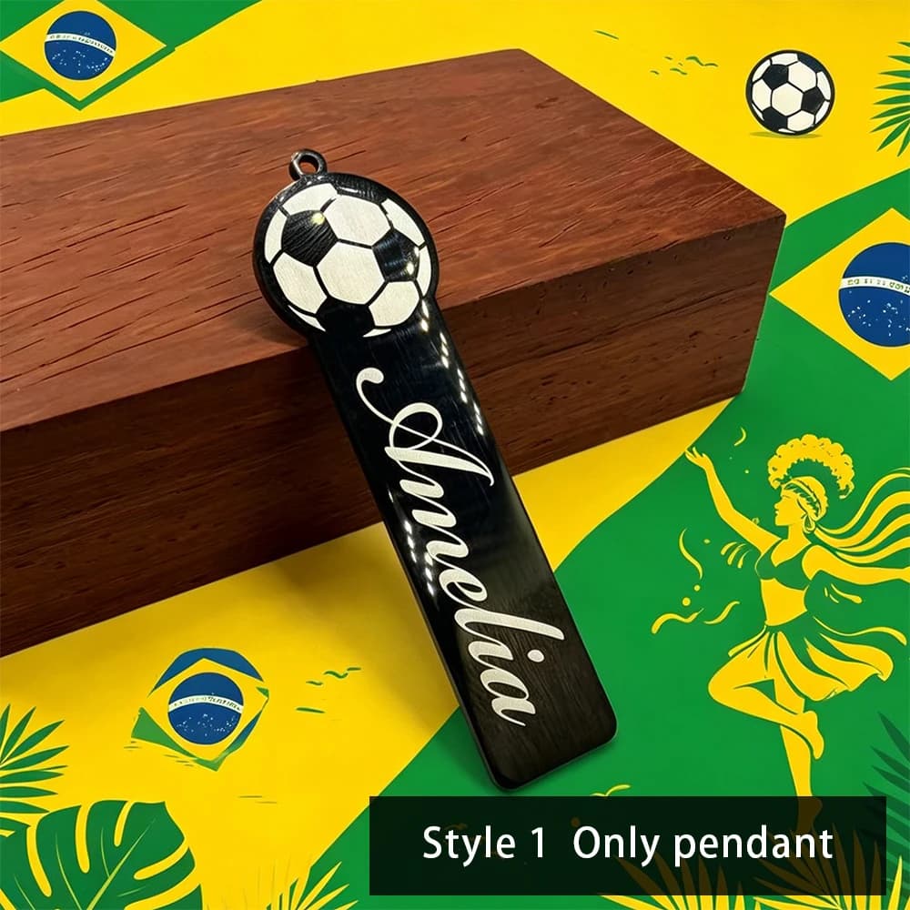 Porte-clés de football personnalisé en acier inoxydable noir, pendentif avec nom personnalisé, cadea