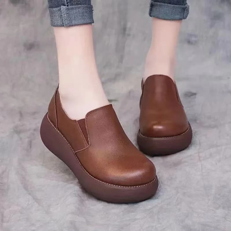 Baskets à plateforme en cuir pour femmes, chaussures à l'offre elles plates, mocassins rehaussés, Pa