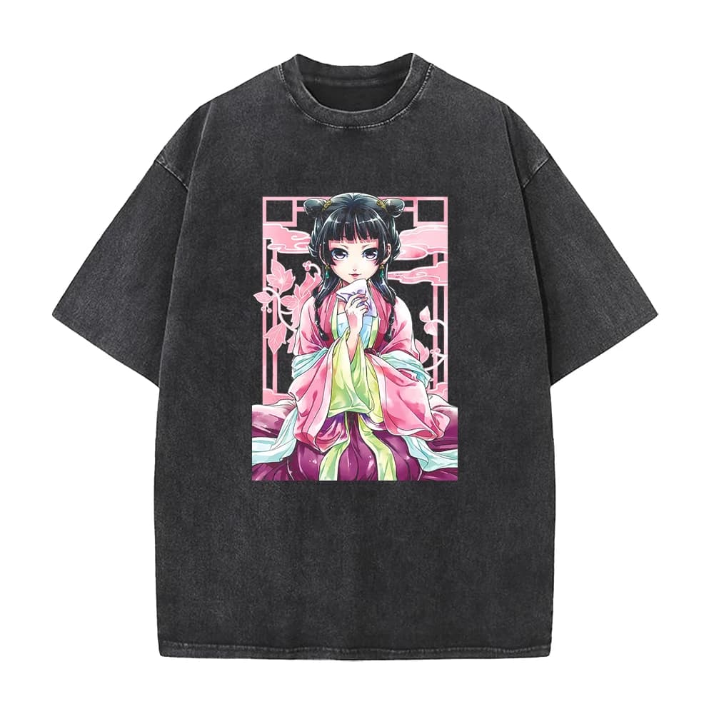 Maomao imprimer t-shirt Anime l'apothicaire journaux t-shirt femmes hommes vêtements lavé été à manc