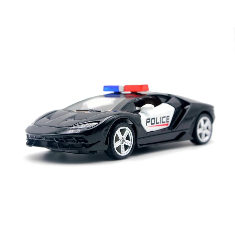 (Emballé) 1/36 Voitures de police miniatures imitant diverses supercars et modèles classiques, en mé
