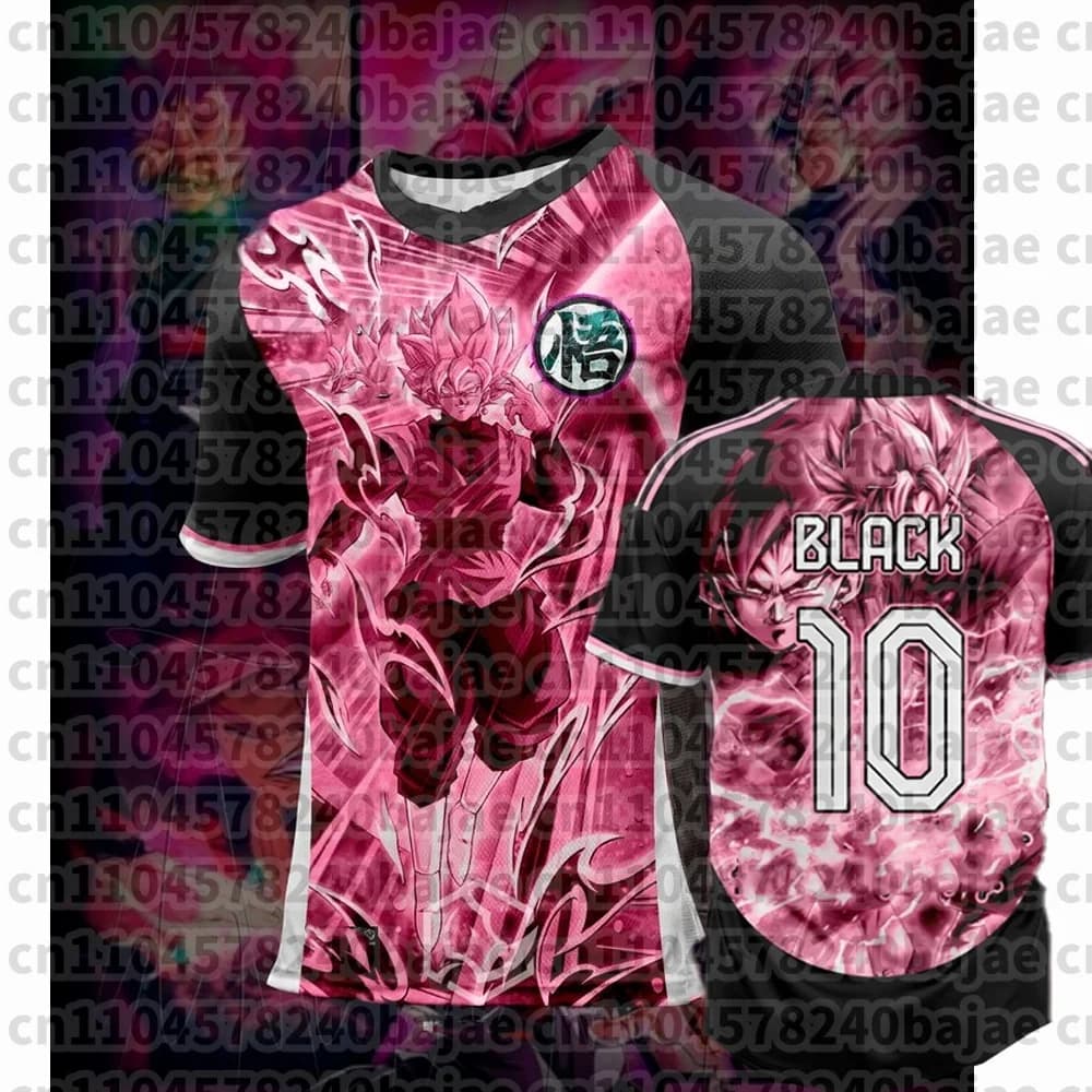Maillot de football Dragon Ball Z 2026 pour adultes (hommes/femmes) et enfants, noir, imprimé 3D, à