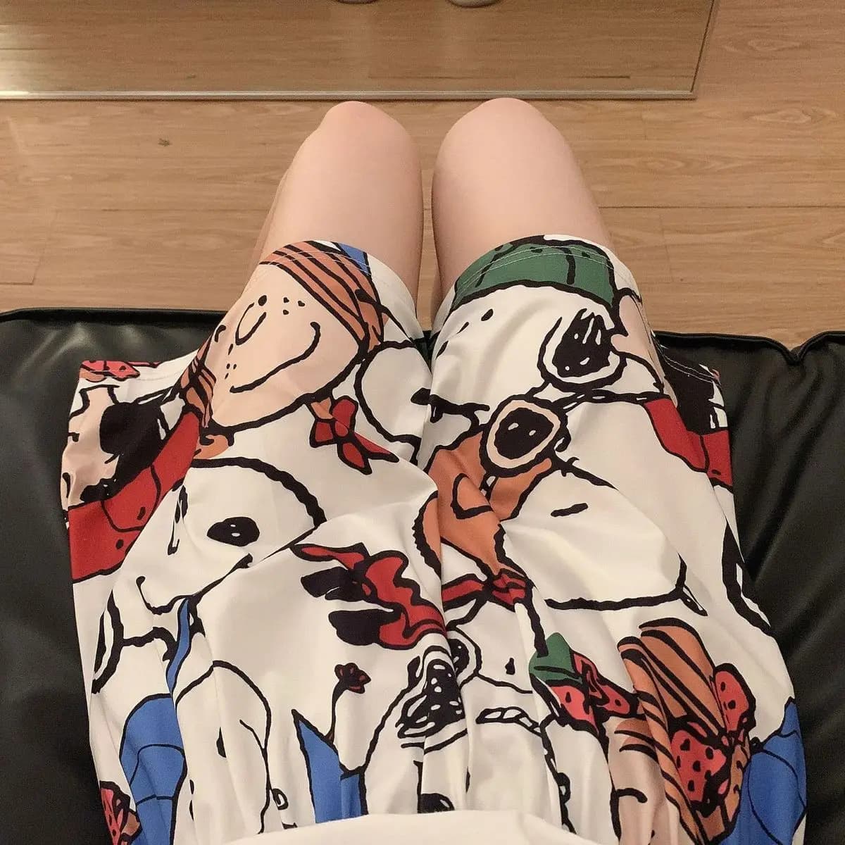 Pantalon de pyjama court à motif Snoopy Anime, décontracté, ample, grande taille, pantalon de pyjama