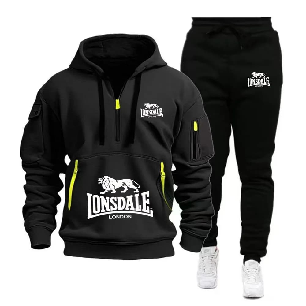 Nouvel ensemble de survêtement polaire LONSDALE automne-hiver 2026 pour homme : sweat à capuche avec