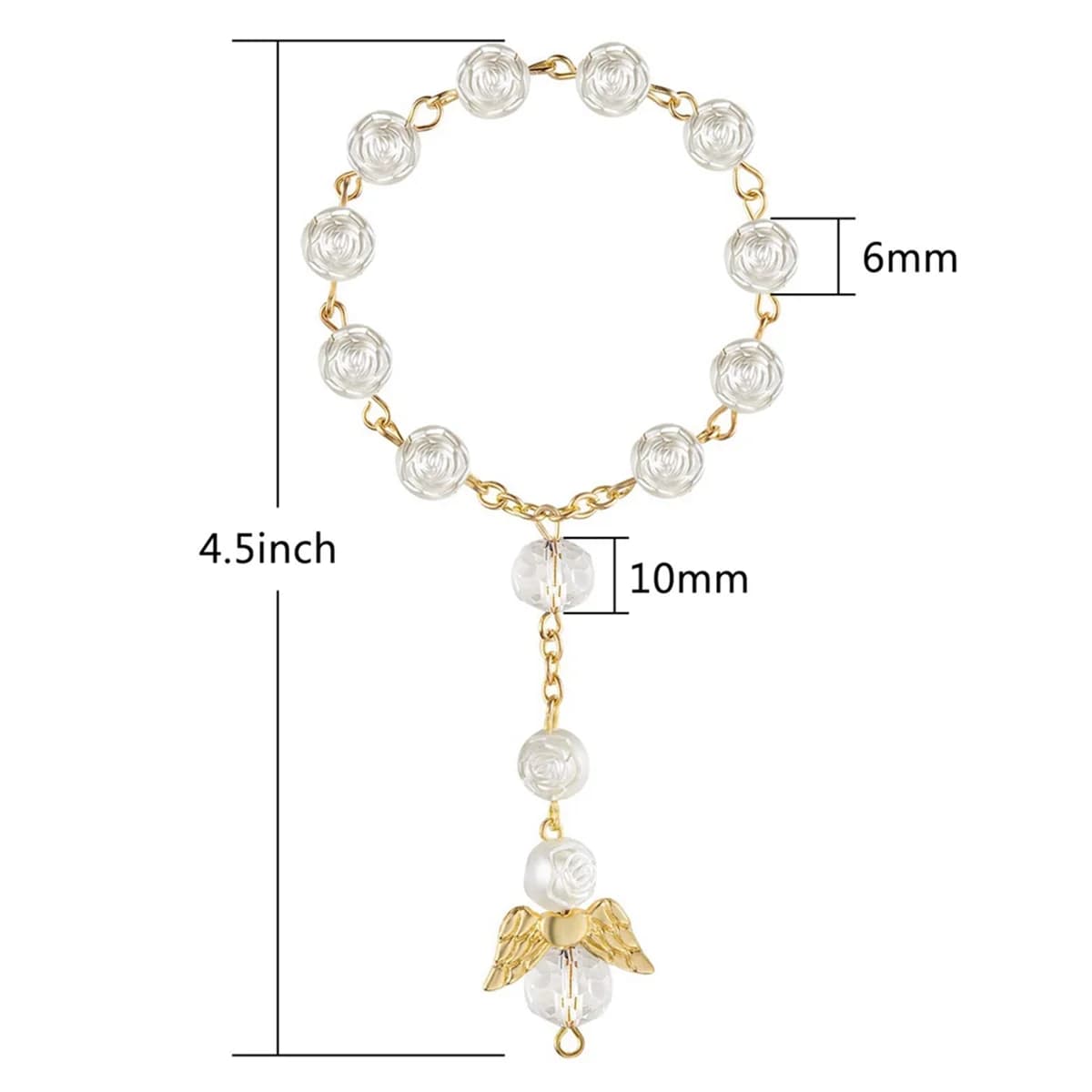 ABQR 30 pièces chapelet de baptême chapelet acrylique perles Mini chapelets avec ange pour la premiè